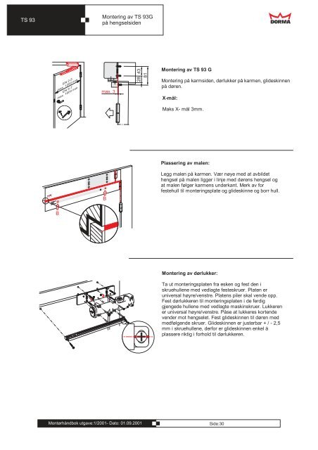 Dorma montÃ¸rhÃ¥ndbok 2001 - Mamut ServiceSuite WebShop