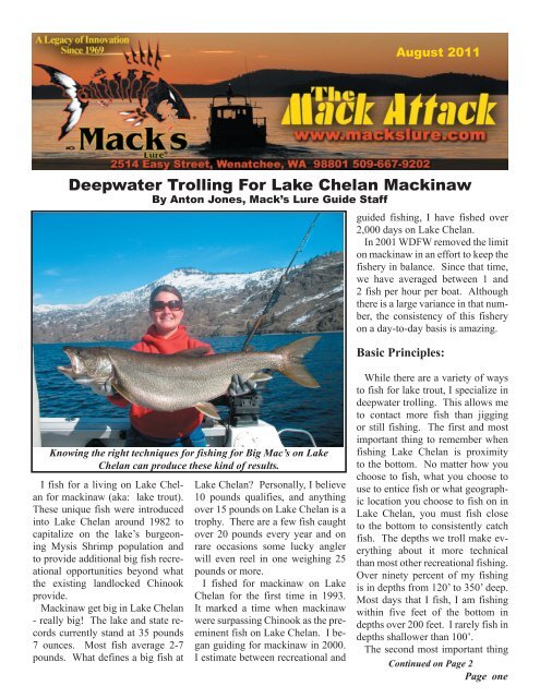 Deepwater Trolling For Lake Chelan Mackinaw - Mack's Lure