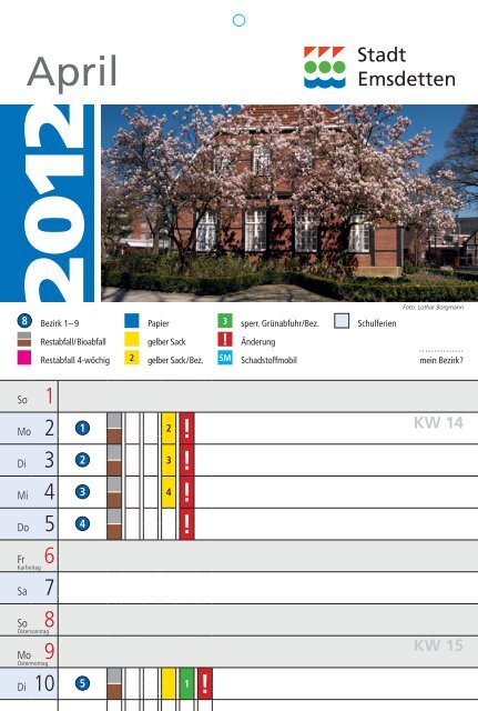 Abfallkalender 2012 - in der Stadt Emsdetten