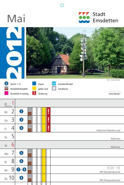Abfallkalender 2012 - in der Stadt Emsdetten