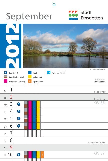 Abfallkalender 2012 - in der Stadt Emsdetten