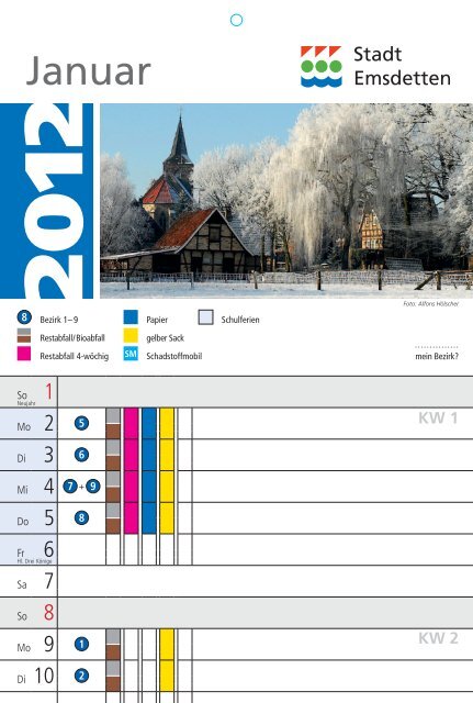 Abfallkalender 2012 - in der Stadt Emsdetten