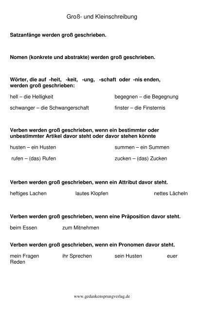 Groaÿ Und Kleinschreibung Gedankensprungverlag