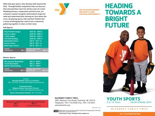 Fall 2013 Youth Sports Brochure - YMCA of Greater Charlotte