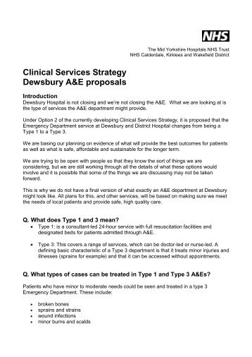 Clinical Services Strategy Dewsbury A&E proposals - Voluntary ...