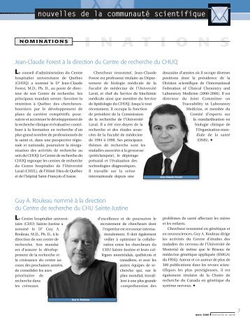 Nouvelles de la communauté scientifique - Fonds de la recherche ...