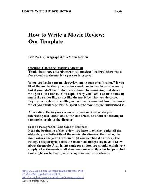 movie review examples for college students