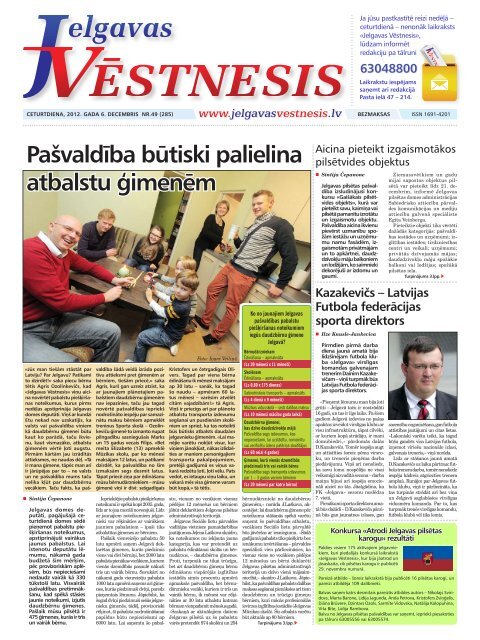 2012.gada 6.decembris Nr.49(285) - Jelgavas VÄstnesis
