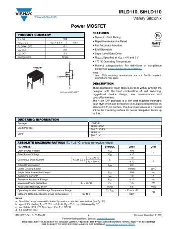 IRLD110, SiHLD110 Power MOSFET - Vishay