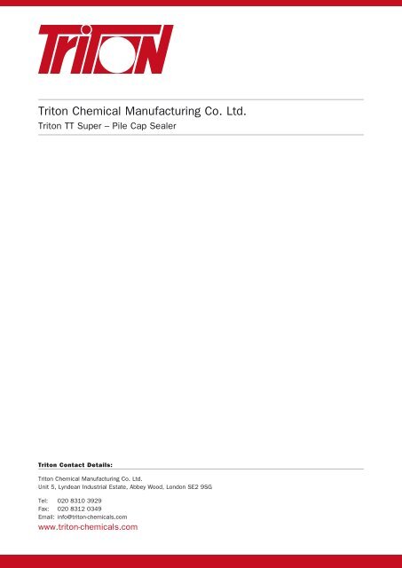 Triton Chemical Manufacturing Co. Ltd. - Triton Chemicals