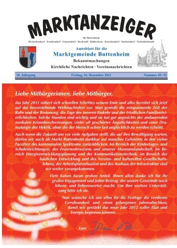 Marktanzeiger vom 16. Dezember 2011 - Buttenheim