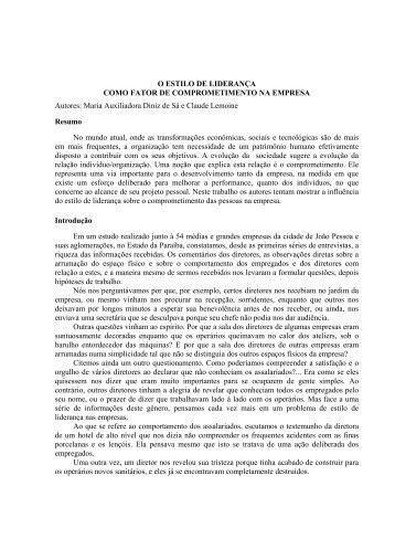 O Estilo de lideranÃ§a como fator de comprometimento