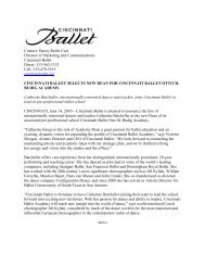 Contact: Stacey Recht Czar Director of Marketing ... - Cincinnati Ballet