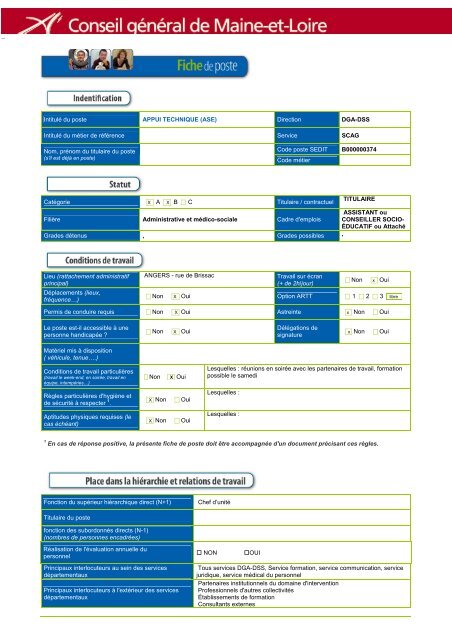 IntitulÃ© du poste APPUI TECHNIQUE (ASE) Direction DGA-DSS ...