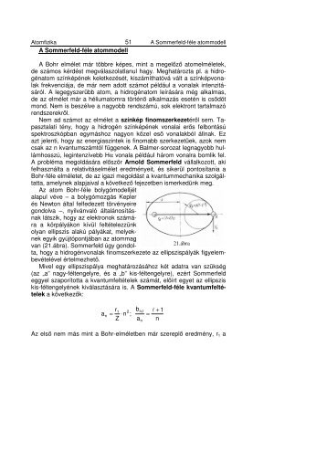 51 A Sommerfeld-féle atommodell A Bohr elmélet már többre képes ...