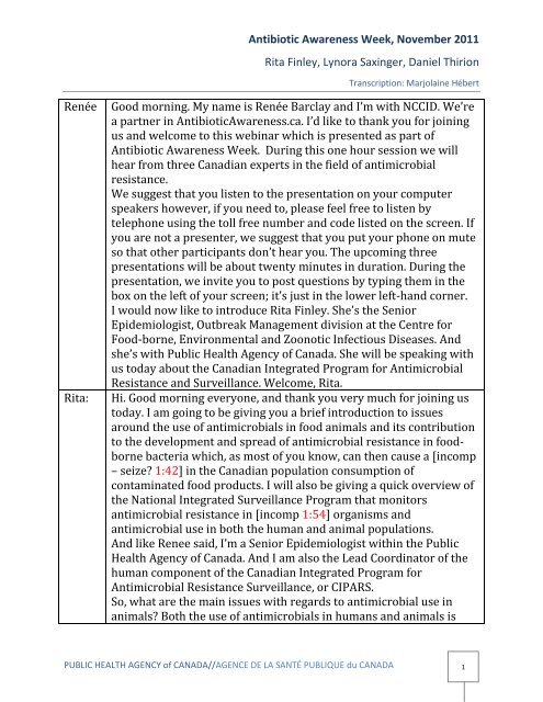 read the transcript - Antibiotic Awareness