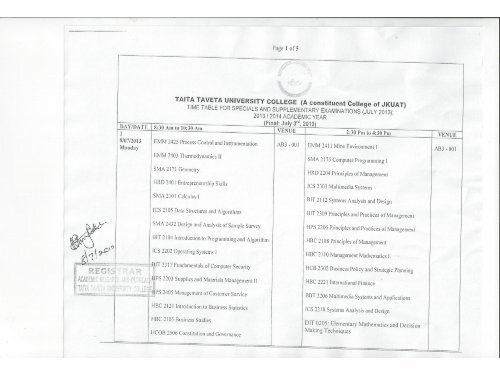 Supplementary & Special Exam Timetables - Taita Taveta University ...