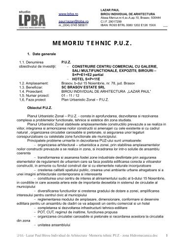 MEMORIU TEHNIC P.U.Z. - Primaria Municipiului Brasov