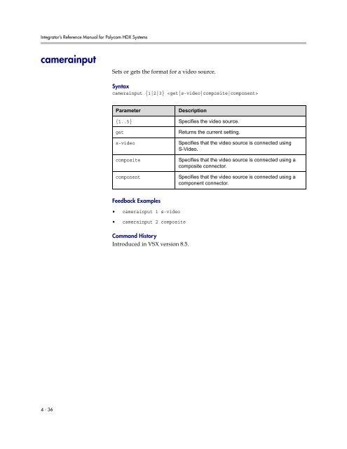 Integrator's Reference Manual for Polycom HDX ... - 1 PC Network Inc