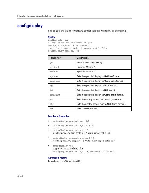 Integrator's Reference Manual for Polycom HDX ... - 1 PC Network Inc