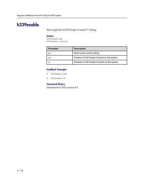 Integrator's Reference Manual for Polycom HDX ... - 1 PC Network Inc