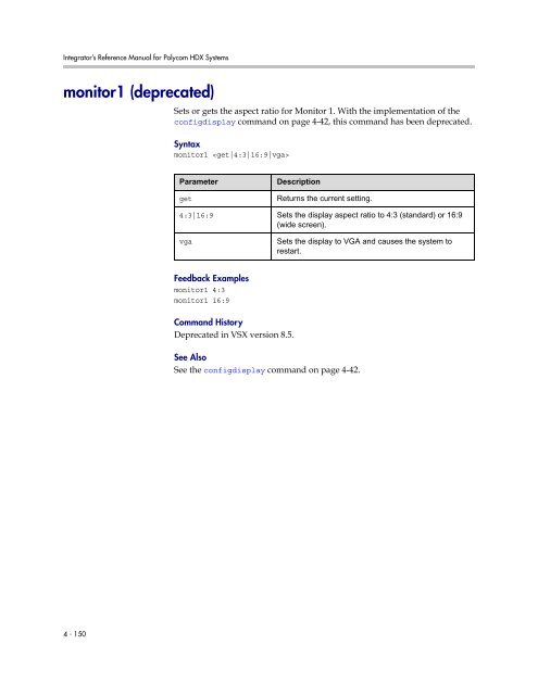 Integrator's Reference Manual for Polycom HDX ... - 1 PC Network Inc