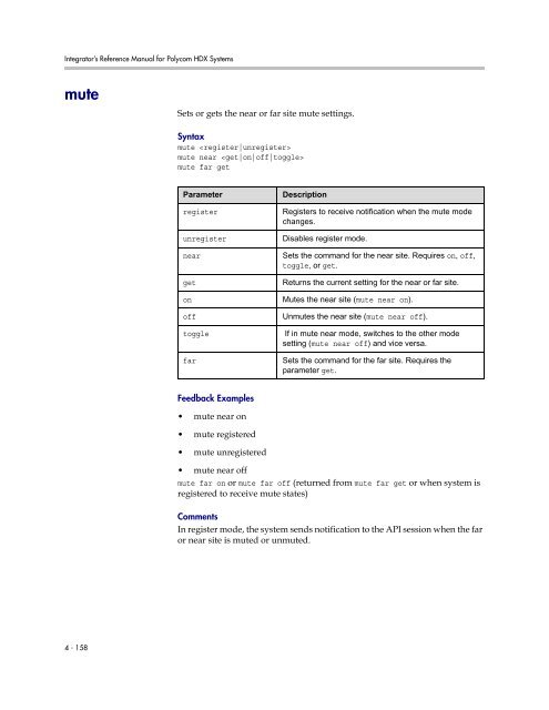 Integrator's Reference Manual for Polycom HDX ... - 1 PC Network Inc