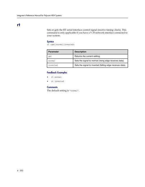 Integrator's Reference Manual for Polycom HDX ... - 1 PC Network Inc