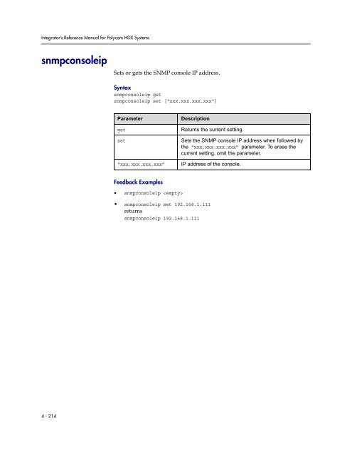 Integrator's Reference Manual for Polycom HDX ... - 1 PC Network Inc