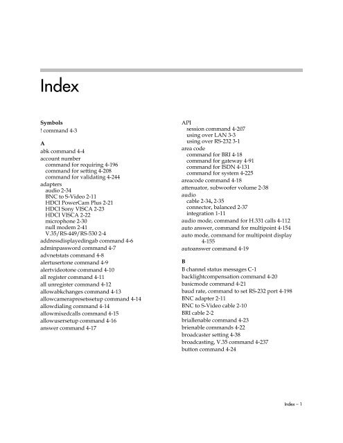 Integrator's Reference Manual for Polycom HDX ... - 1 PC Network Inc