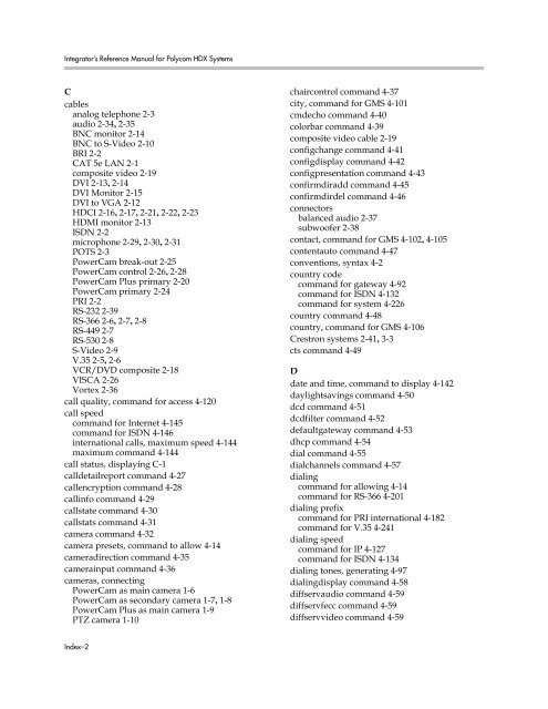 Integrator's Reference Manual for Polycom HDX ... - 1 PC Network Inc