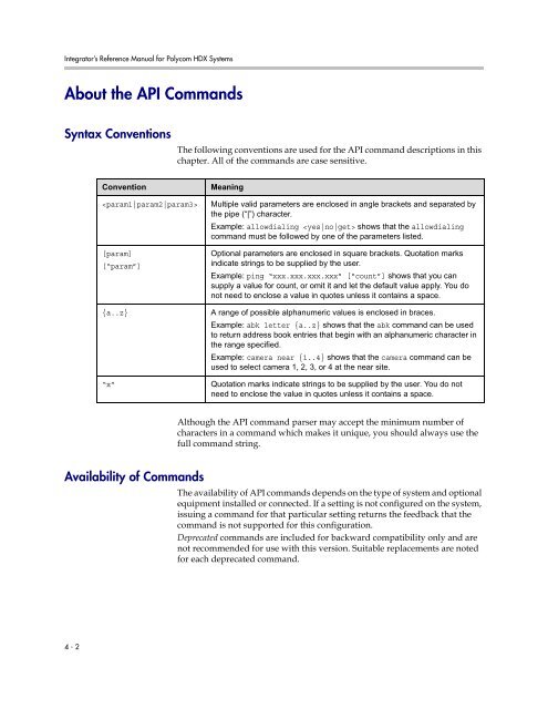 Integrator's Reference Manual for Polycom HDX ... - 1 PC Network Inc