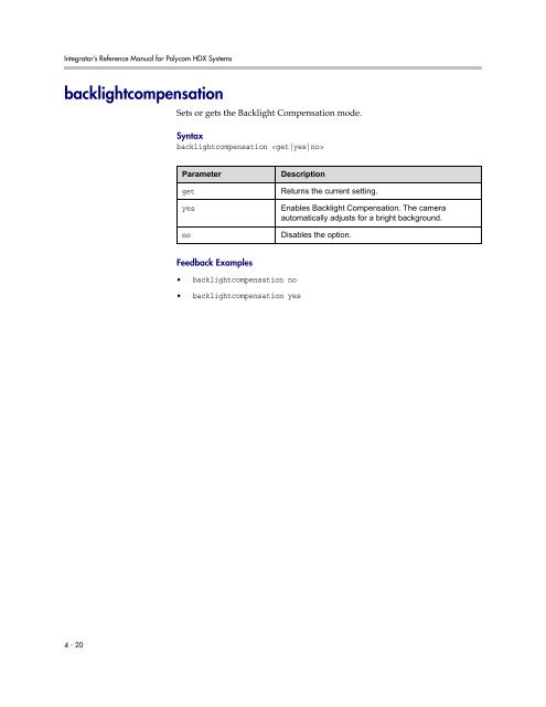 Integrator's Reference Manual for Polycom HDX ... - 1 PC Network Inc