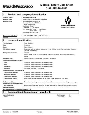 Material Safety Data Sheet - MeadWestvaco