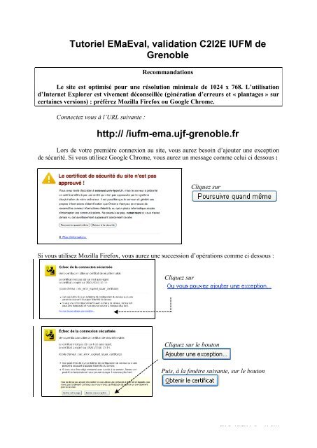 Tutoriel EMaEval, validation C2I2E IUFM de Grenoble