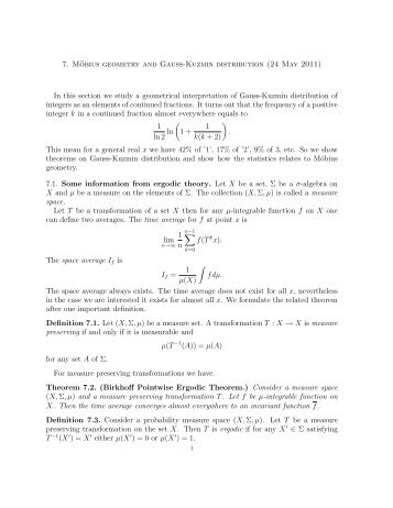 Moebius geometry and Gauss-Kuzmin distribution (pdf)