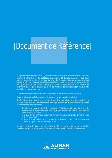 TÃ©lÃ©chargez le document de rÃ©fÃ©rence 2002 - Altran