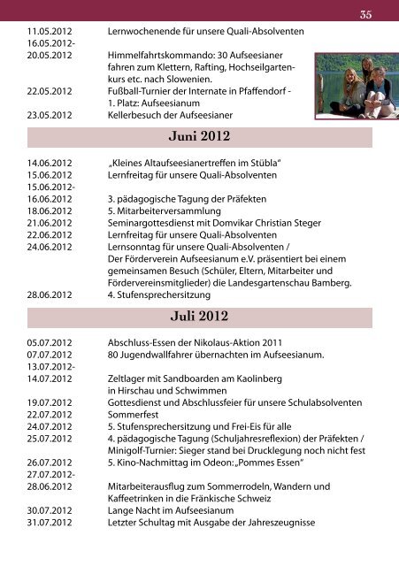 Jahresbericht 2011 / 2012 - Aufseesianum