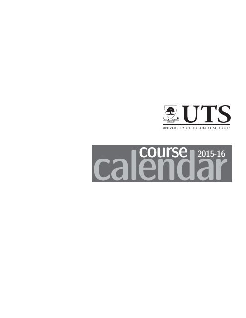 Course Calendar - University of Toronto Schools