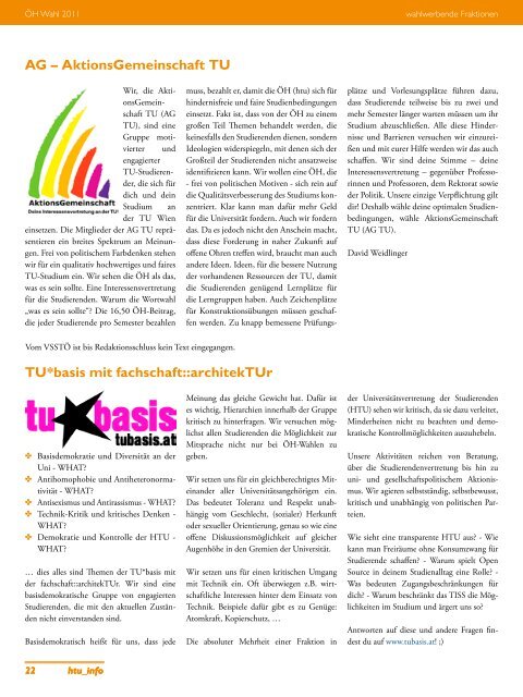 Ausgabe № 03 / 2011 - HTU HochschülerInnenschaft an der TU Wien