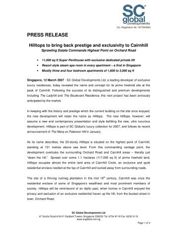 PRESS RELEASE - SC Global Developments