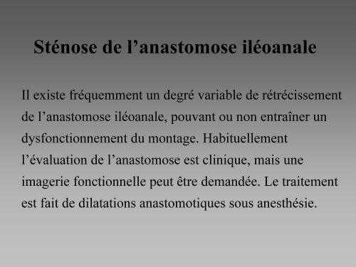 Imagerie des coloproctectomies totales avec anastomose ilÃ©oanale