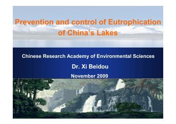 Prevention and control of Eutrophication of China's Lakes