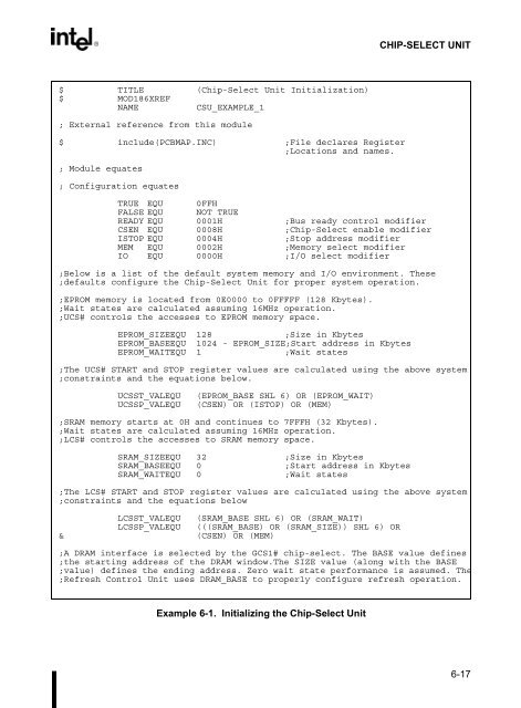 80C186EB/80C188EB Microprocessor User's Manual - CEUNES