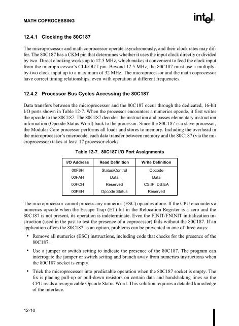 80C186EB/80C188EB Microprocessor User's Manual - CEUNES