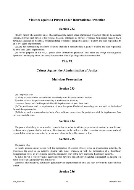 Act IV of 1978 on the Criminal Code GENERAL ... - Legislationline
