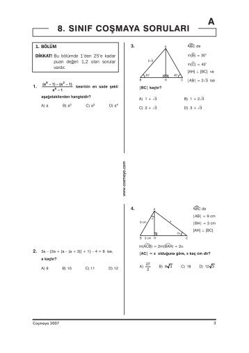 8. sınıf coşmaya soruları - coskuntv.com