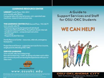 We Can Help! - Oklahoma State University - Oklahoma City