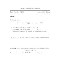 Math 229 Sample Final Exam