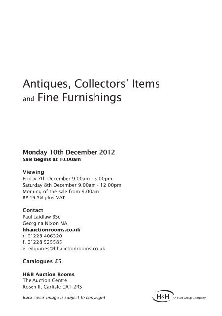 Antiques, Collectors' Items and Fine Furnishings - H&H Auction Rooms